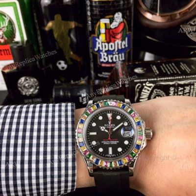 AAA Grade Replica Rolex Yacht Master 116695 Watch SS Rainbow bezel